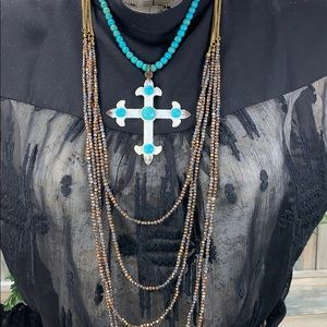 🌸⭐️2 Western Turquoise Bead Multi Strand Layer Necklaces